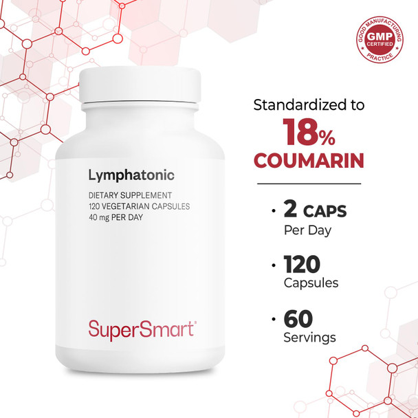 Supersmart  Lymphatonic 40 mg Per Day  Swelling Relief  Melilotus Officinalis Extract 18 Coumarin  Anti Inflammatory Supplement  NonGMO  Gluten Free  120 Vegetarian Capsules