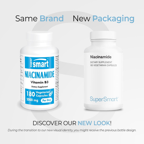 Supersmart  Niacinamide 2000 mg Per Day  Vitamin B3  Improves Joint Mobility  Helps Reduce Psychological Effects of Stress  Bad Feelings  NonGMO  Gluten Free  180 Vegetarian Capsules