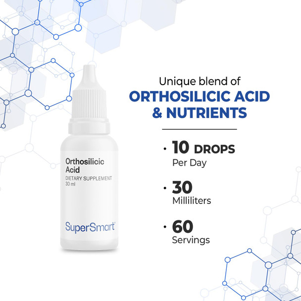 Supersmart  Orthosilicic Acid New Formula  Silicon Supplement  Complex with Minerals Vitamins  Boron  Hair Skin  Nails Vitamins  Bone  Joint Health  NonGMO  Gluten Free  30 ml