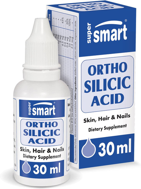 Supersmart  Orthosilicic Acid New Formula  Silicon Supplement  Complex with Minerals Vitamins  Boron  Hair Skin  Nails Vitamins  Bone  Joint Health  NonGMO  Gluten Free  30 ml