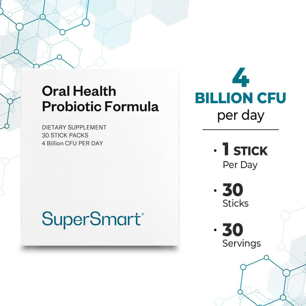 Supersmart  Oral Health  4 Probiotic Strains with Lactobacillus Reuteri  Rhamnosus to Boost Oral Care  Bad Breath Treatment  NonGMO  Gluten Free  30 Sticks