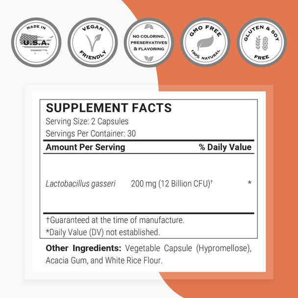 Supersmart  Lactobacillus Gasseri 200 mg  6 Billion MicroOrganisms cfu Per Day  Restores The Balance of intestinal Microflora  Probiotic Strain  NonGMO  Gluten Free  60 Dr Capsules