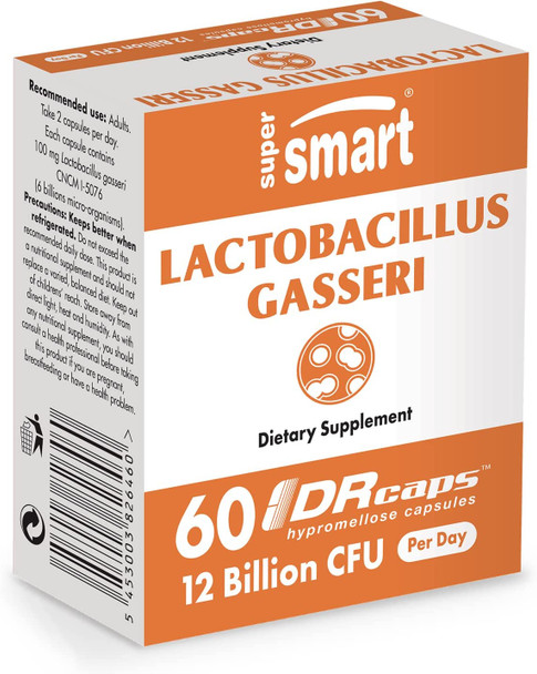 Supersmart  Lactobacillus Gasseri 200 mg  6 Billion MicroOrganisms cfu Per Day  Restores The Balance of intestinal Microflora  Probiotic Strain  NonGMO  Gluten Free  60 Dr Capsules