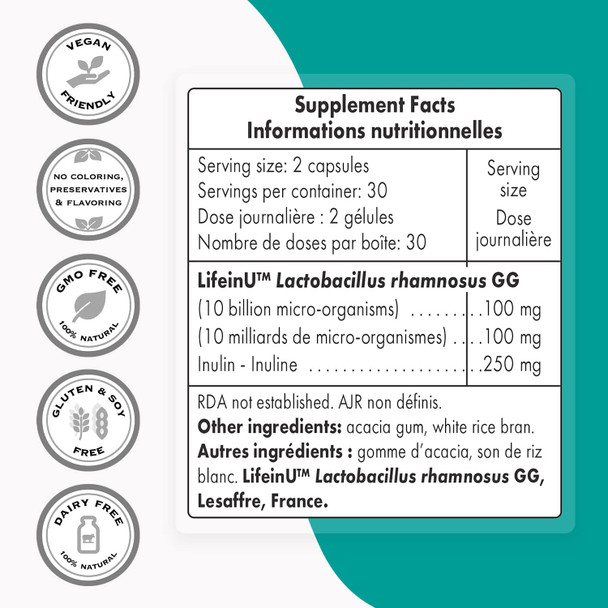 Supersmart  Lactobacillus Rhamnosus GG 100 mg Per Day 10 Billion CFU  Probiotic Strain Supplement  Support Healthy Intestinal  Vaginal Flora  NonGMO  Gluten Free  60 DR Capsules