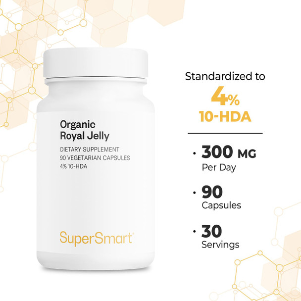 Supersmart  Organic Royal Jelly 4  10HDA 100 mg  Support Immune System  Helps to Restore Energy Drive  Vitality in Periods of Fatigue  NonGMO  Gluten Free  90 Vegetarian Capsules Supersmart  Organic Royal Jelly 4  10HDA 100 mg  Support Immune System  Helps to Restore Energy Drive  Vitality in Periods of Fatigue  NonGMO  Gluten Free  90 Vegetarian Capsules