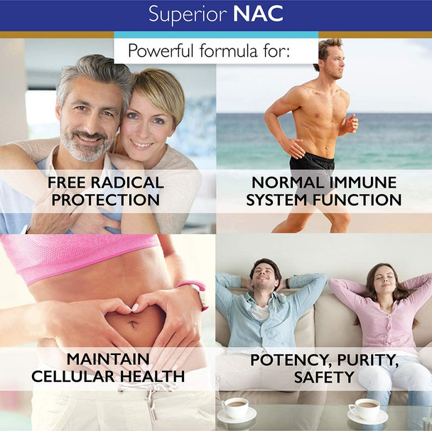 Superior Labs  NAC NAcetyl Cysteine  Dietary Supplement with Selenium  1200mg 150 Vegetable Capsules  Free Radical Protection  Normal Immune System Function  Maintains Cellular Health