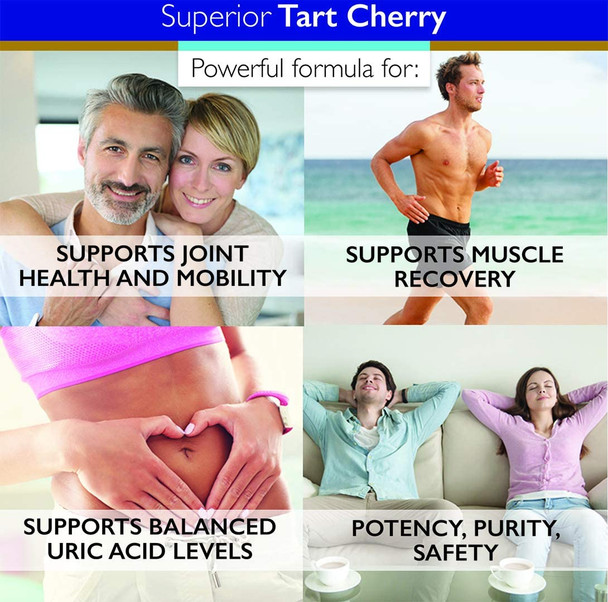 Superior Labs  Organic Montmorency Tart Cherry  1000mg Extract 60 Veg Caps  2 Proanthocyanidins  Celery Seed  Black Pepper Extracts for Maximum Absorption  Supports Balanced Uric Acid Levels
