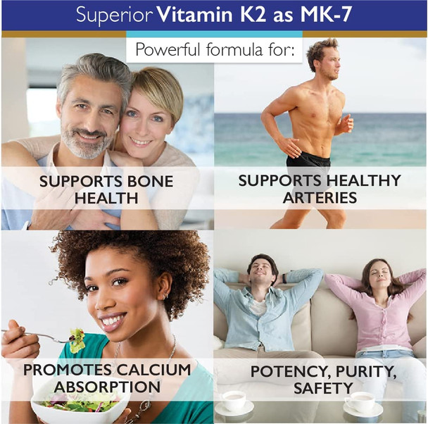 Superior Labs  Vitamin K2 as MK7 Supplement  Promotes Calcium Absorption  Supports Bone Health and Healthy Arteries  High Bioavailability  100mcg 120 Vegetable Capsules