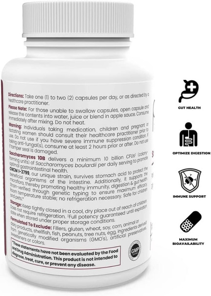 Pure TheraPro Rx Saccharomyces 10B  Saccharomyces Boulardii 10 Billion CFU Per Serving Patented Strain Probiotic Yeast Capsules Probiotics for Men and Women  120 Count Pack of 1