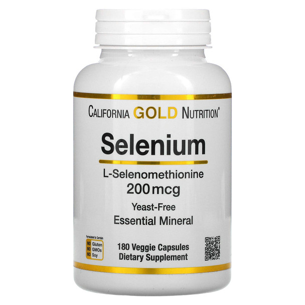 California Gold Nutrition Selenium, Yeast-Free, 200 mcg, 180 Veggie Capsules