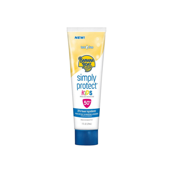 Banana Boat Simply Protect Mineral-Based Sunscreen Lotion for Kids, SPF 50+, Tear Free 1 oz