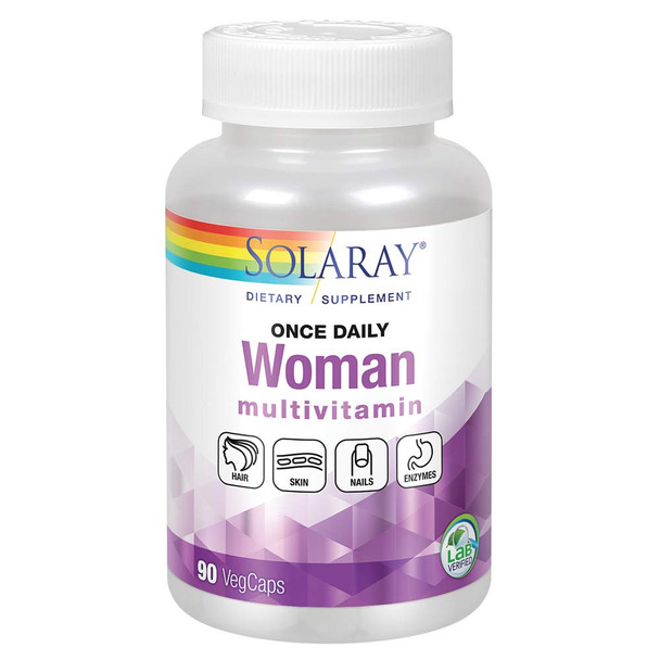Solaray Once Daily Woman Multivitamin + Iron | Essential Blend For Energy, Immune Function & Digestion | 90Ct