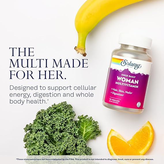 Solaray Once Daily Woman Multivitamin + Iron Essential Blend 90Ct