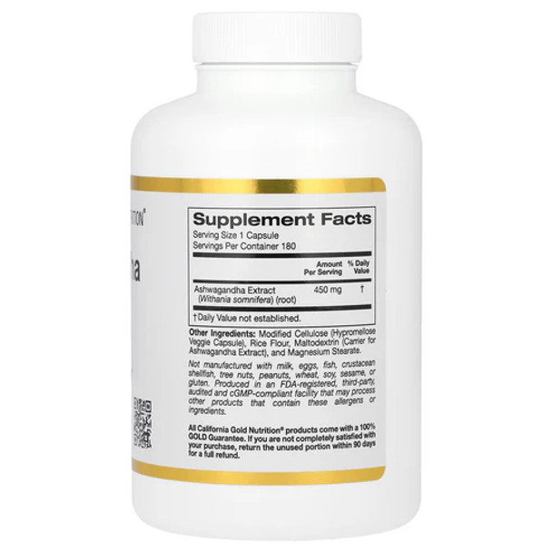 California Gold Nutrition Ashwagandha, 450 mg, 180 Veggie Capsules