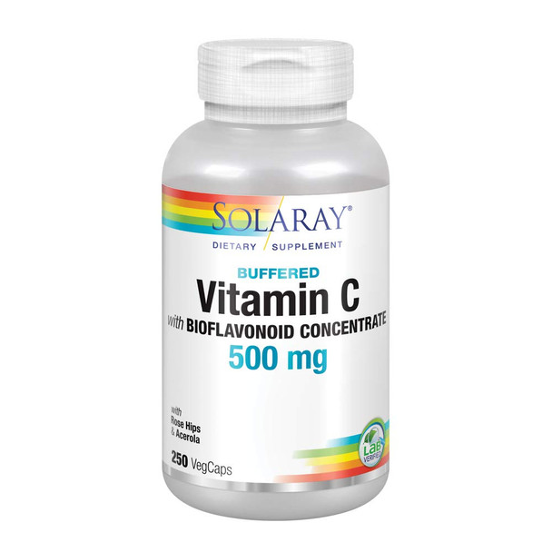 Solaray Vitamin C w/Bioflavonoid Complex 500mg | Buffered for Easy Digestion | Healthy Immune System, Collagen Synthesis & Antioxidant Support | 250 VegCaps