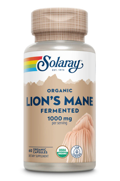 Solaray Fermented Lion’s Mane Mushroom | Healthy Brain Function, Mental Focus & Immune Support | 60 Vegcaps, 30 Serv