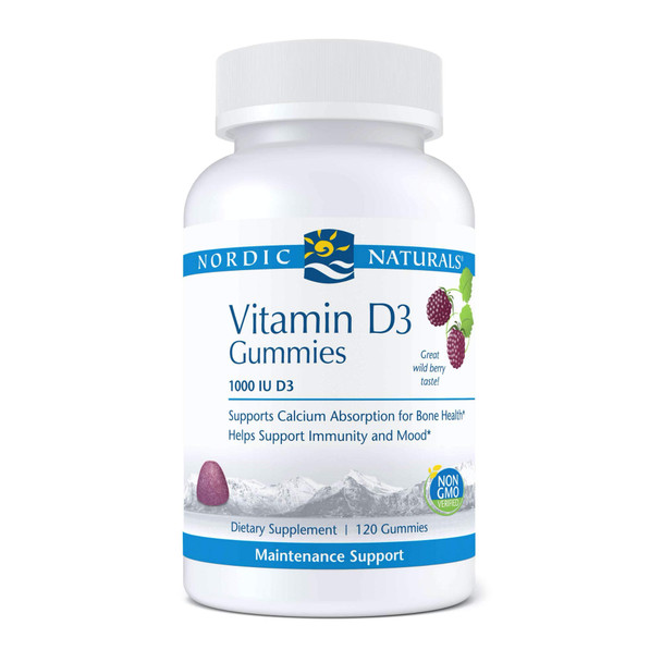 Nordic Naturals Pro Vitamin D3 Gummies, Wild Berry - 1000 IU Vitamin D3-120 Gummies - Great Taste - Healthy Bones, Mood & Immune System Function - Non-GMO - 120 Servings