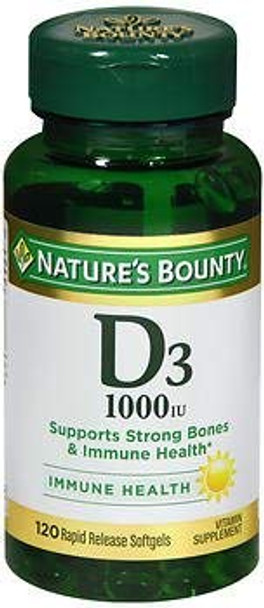 Nature's Bounty D3-1000 IU - 100 Softgels, Pack of 2