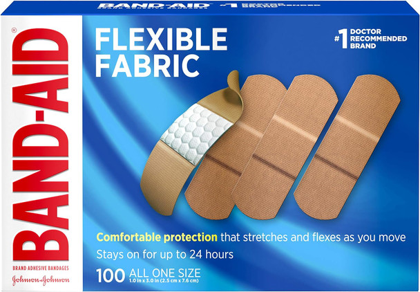 Band Aid Brand Flexible Fabric Adhesive Bandages For Minor Wound Care 100 Ea & Neosporin Original Ointment For 24-Hour Infection Protection 1 Oz 1 Ea