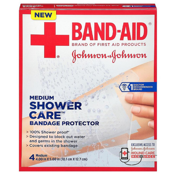 BAND-AID Shower Care Bandage Protector, Medium 4 ea