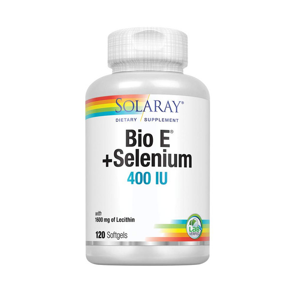 Solaray Bio Vitamin E with Selenium 400IU | Healthy Cardiac Function, Antioxidant Activity & Skin Support | High Absorption | 120 Softgels