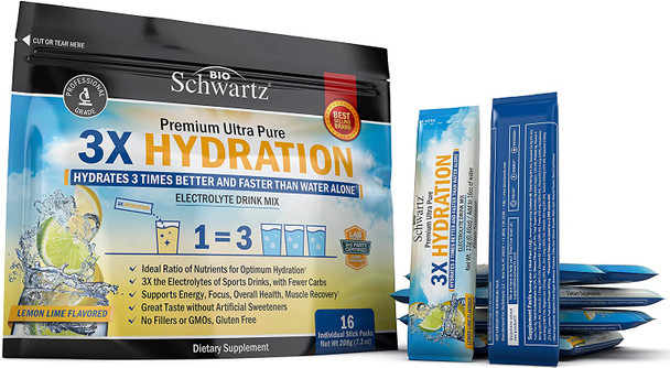 BioSchwartz Elderberry Capsules with Zinc  Vitamin C  3X Hydration Multiplier Packets  Lemon Lime Flavor