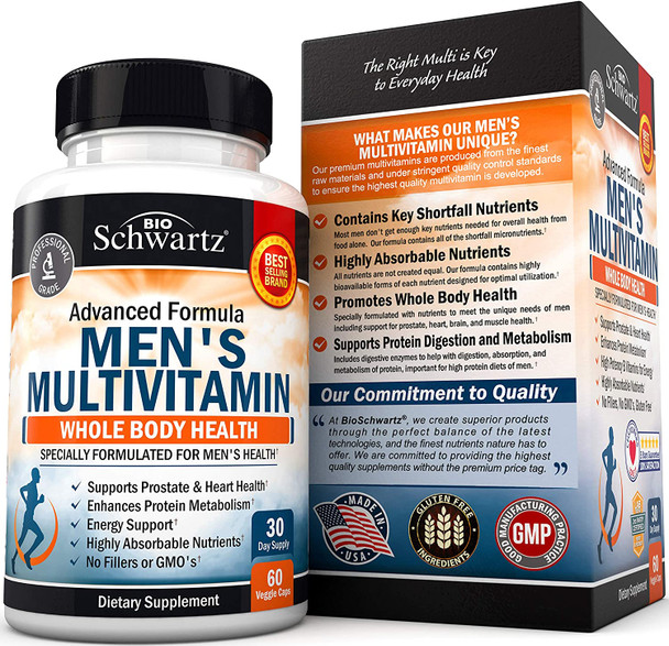 Womens  Mens Daily Multivitamin for Whole Body Health  for Immune Support  with Zinc A B C D3 E Vitamins