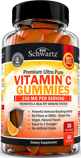 Vitamin C Gummies for Adults Women Men  Immune Support Defense Supplement  Immunity Gummies Vitamins Natural Vegan  Powerful Antioxidant Activity Immune Booster  Gluten Free NonGMO  60Ct