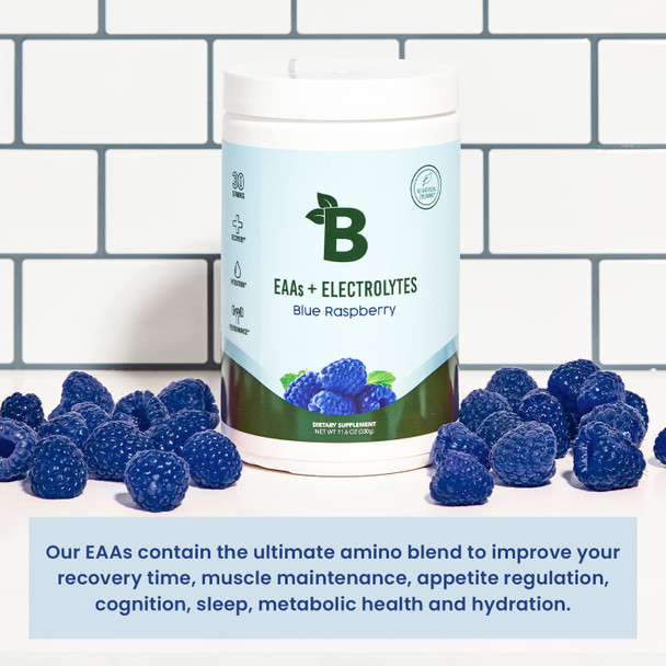 Bloom Nutrition Essential Amino Acids Powder  EAA  BCAA Supplement  Supports Lean Muscle and Hydration  Sugar Free EAAs  BCAAs  Intra  Post Workout Recovery  Energy Blue Raspberry