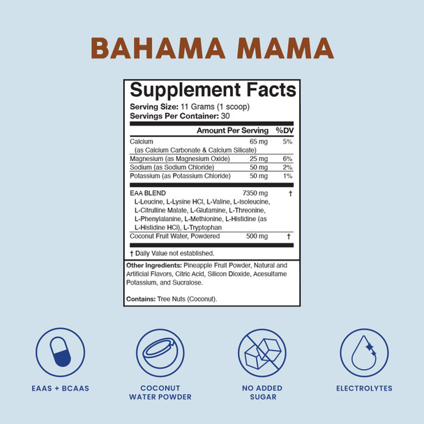 Bloom Nutrition Essential Amino Acids Powder  EAA  BCAA Supplement  Supports Lean Muscle and Hydration  Sugar Free EAAs  BCAAs  Intra  Post Workout Recovery  Energy Bahama Mama