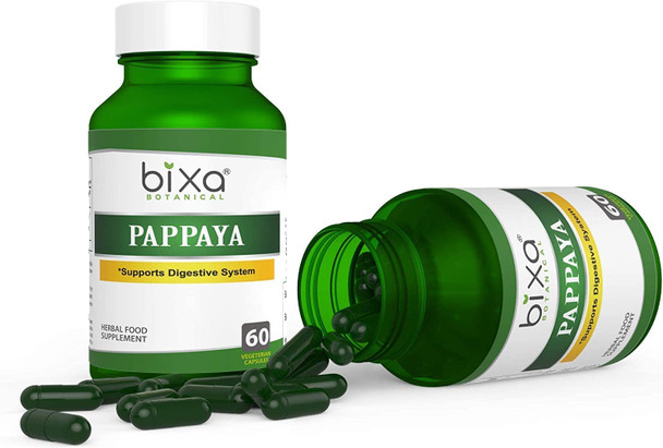 Bixa Botanical Papaya Leaf Extract Carica Pappaya Ayurvedic Herb for Supports Digestive System Herbal Supplement to Improve Immunity Level  Overall Blood Circulation Veg Capsules 60 Count 450mg