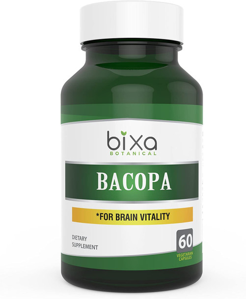 Brahmi/Bacopa Monnieri Extract Bacoside 20 Natural Brain TonicHerbal Supplement for Increasing Intelligence  Improve Voice Quality Bixa Botanical Veg Capsules  60 Count 450mg