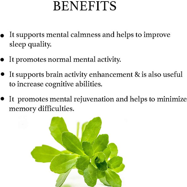 Brahmi/Bacopa Monnieri Extract Bacoside 20 Natural Brain TonicHerbal Supplement for Increasing Intelligence  Improve Voice Quality Bixa Botanical Veg Capsules  60 Count 450mg