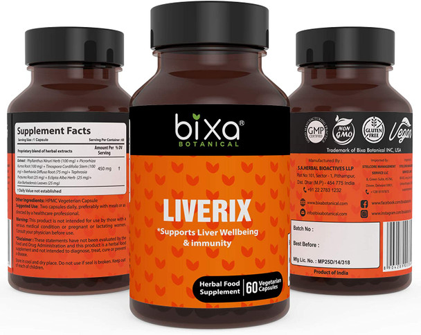 Liverix Capsules Guduchi Giloy Phyllanthus Niruri Kutaki Extract Supports Liver Wellbeing  Immunity  60 Veg Capsules 450Mg