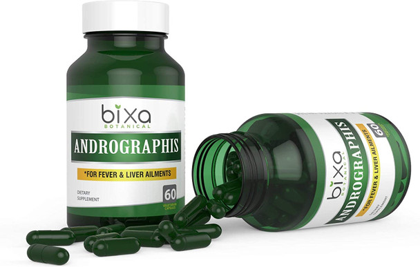 Andrographis Extract 20 Andrographolide 60 Veg Capsules 450Mg  Natural Liver Tonic Kalmegh Extract  Herbal Supplement For Healthy Immunity  Bixa Botanical