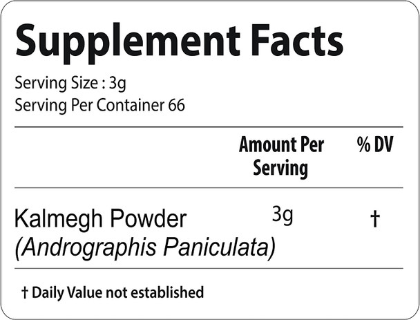 Andrographis Powder Andrographis Paniculata Bitter Herb Kalmegh  Natural Liver Tonic Herbal Supplement  Ayurvedic herb for Digest toxins and purify Liver Cells  Bixa Botanical 200g 7Oz