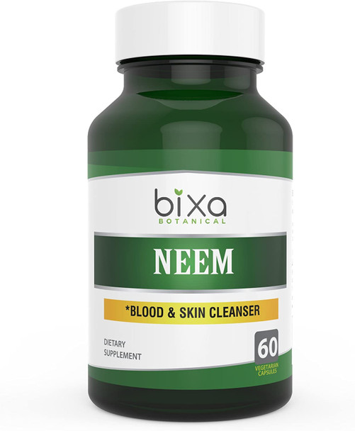 Bixa Botanical Neem Leaf Extract 3 Bitters Veg Capsules Ayurvedic Herb for Blood  Skin Cleanser Herbal Supplement for Low Blood Purification  Immunity Natural AntiSeptic 60 Count 450mg