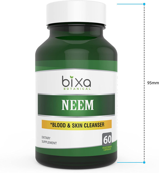 Bixa Botanical Neem Leaf Extract 3 Bitters Veg Capsules Ayurvedic Herb for Blood  Skin Cleanser Herbal Supplement for Low Blood Purification  Immunity Natural AntiSeptic 60 Count 450mg