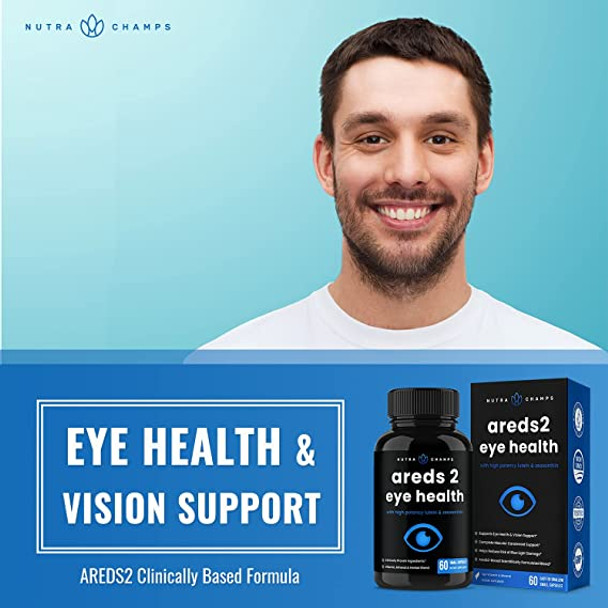 Eye Vitamins with Lutein and Zeaxanthin - AREDS 2 Formula for Macular Degeneration, Strain, Dry Eyes & Vision Support - AREDS2 Eye Health Ocular Care Supplement with Bilberry Extract Powder
