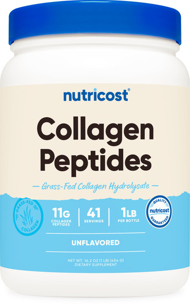 Nutricost Grass Fed Collagen Powder 1LB (454 G)  Grass Fed Bovine Collagen Hydrolysate (Unflavored)  Collagen Peptides Nutricost Grass Fed Collagen Powder 1LB (454 G)  Grass Fed Bovine Collagen Hydrolysate (Unflavored)  Collagen Peptides