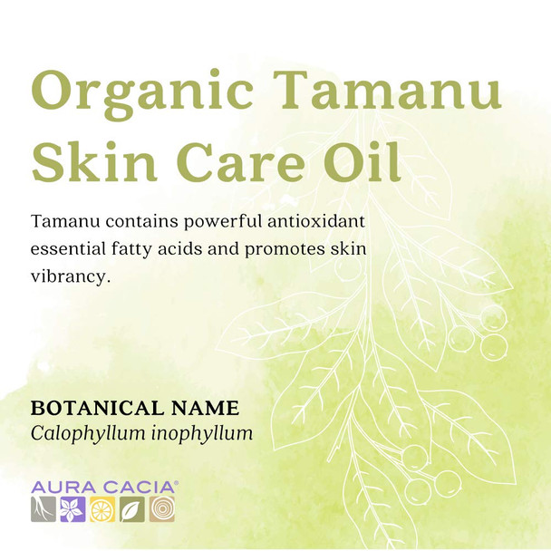 Aura Cacia Organic Tamanu Skin Care Oil GC/MS Tested for Purity 30ml 1 fl. oz.