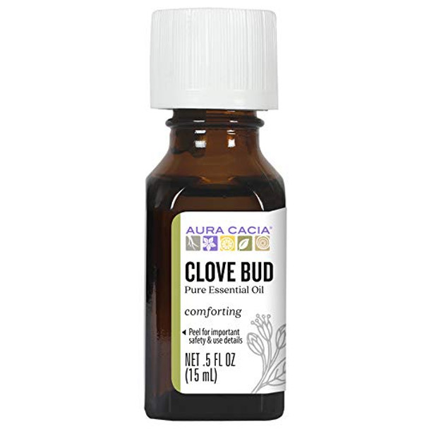 Aura Cacia 100 Pure Clove Bud Essential Oil  GC/MS Tested for Purity  15 ml 0.5 fl. oz.  Syzygium aromaticum