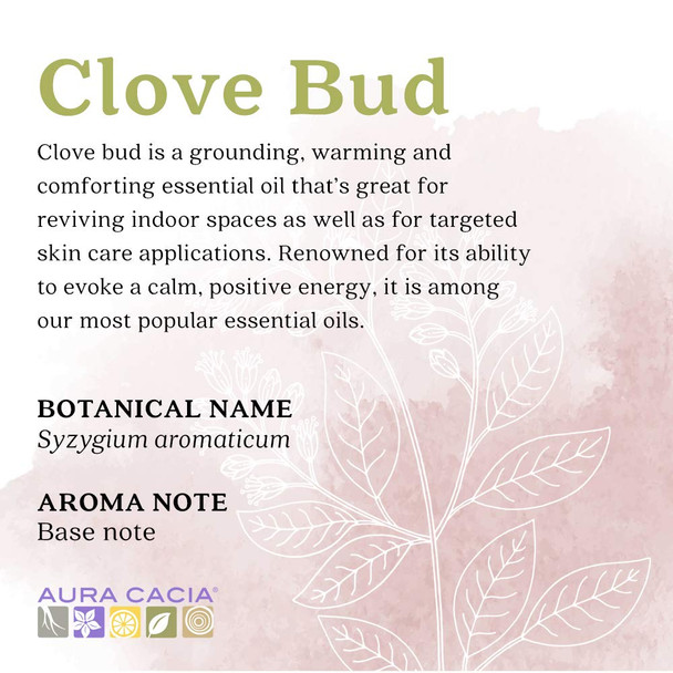 Aura Cacia 100 Pure Clove Bud Essential Oil  GC/MS Tested for Purity  15 ml 0.5 fl. oz.  Syzygium aromaticum
