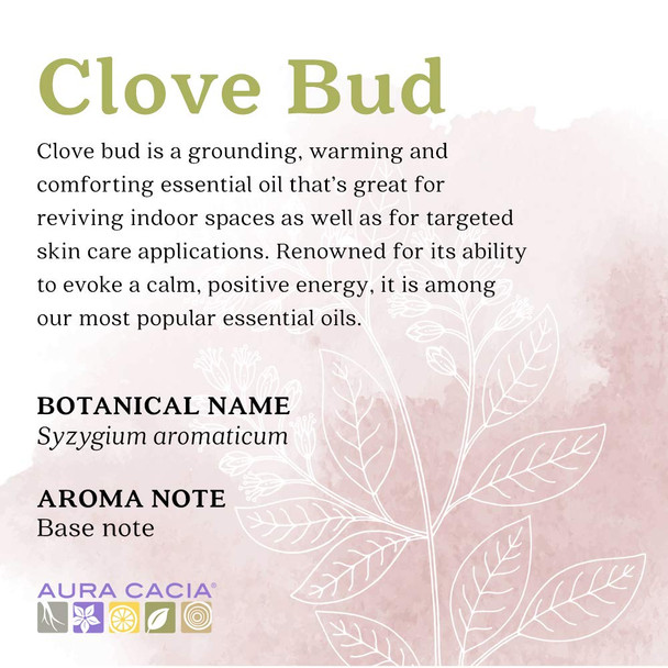 Aura Cacia 100 Pure Clove Bud Essential Oil  GC/MS Tested for Purity  15 ml 0.5 fl. oz. in Box  Syzygium aromaticum