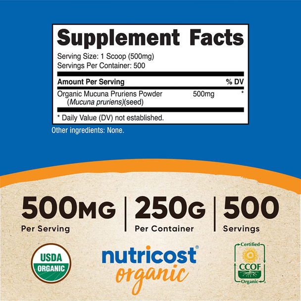 Nutricost Mucuna Pruriens Powder (250 Grams) - Gluten Free and Non-GMO