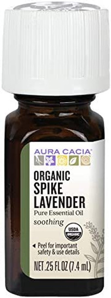 Aura Cacia Certified Organic Pure Spike Lavender Essential Oil  0.25 fl. oz.  Lavandula latifolia