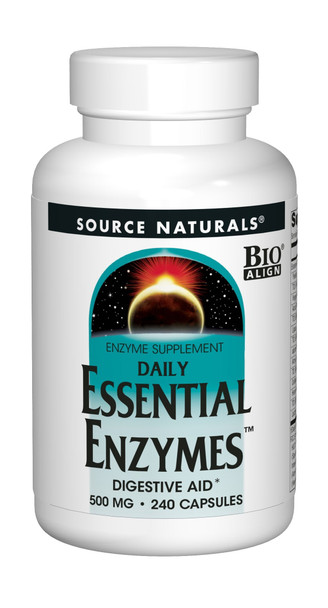 Source Naturals Essential Enzymes 500mg Bio-Aligned Multiple Enzyme Supplement Herbal Defense for Daily Digestive Health - Supports A Strong Immune System - 240 Capsules