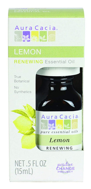 Aura Cacia 100 Pure Lemon Essential Oil  GC/MS Tested for Purity  15 ml 0.5 fl. oz. in Box  Citrus limon