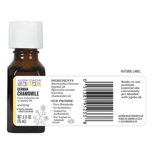 Aura Cacia German Chamomile Essential Oil in jojoba Oil  0.5 fl. oz.  Matricaria recutita