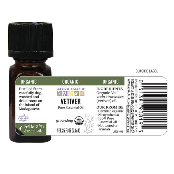 Aura Cacia Organic Pure Vetiver Essential Oil 0.25 fl oz Aura Cacia Organic Pure Vetiver Essential Oil 0.25 fl oz